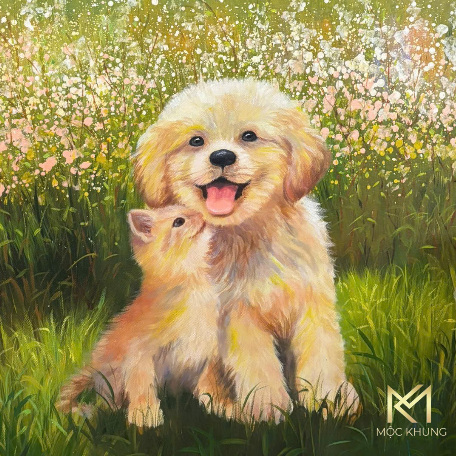 Tranh sơn dầu bạn nhỏ của nắng