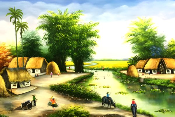 Tranh Sơn Dầu Phong Cảnh Làng Quê Việt Nam – Vẻ Đẹp Bình Yên Bất Tận Trong Mỗi Nét Cọ