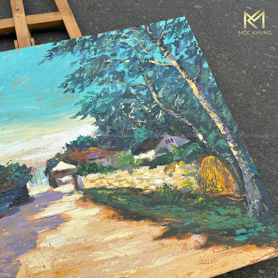 tranh sơn dầu con đường làng quê