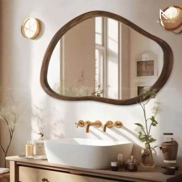 Gương Treo Tường Khung Gỗ Tự Nhiên Hình Đám Mây