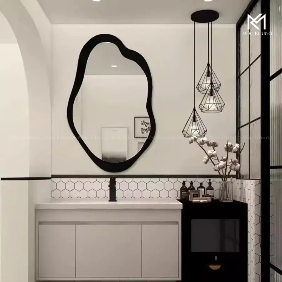 Khung Gương Gỗ Trang Điểm Phòng Tắm Kiểu Pháp 1 Khung Gương Gỗ Trang Điểm Phòng Tắm Kiểu Pháp