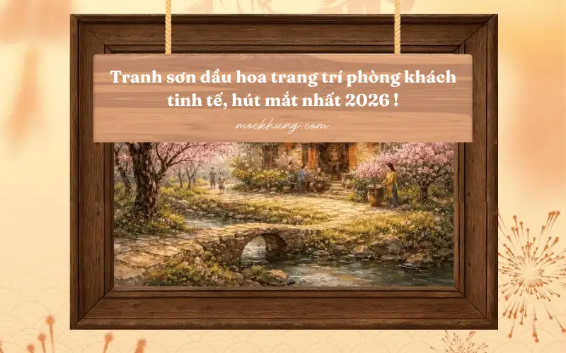 Tranh sơn dầu hoa trang trí phòng khách tinh tế, hút mắt